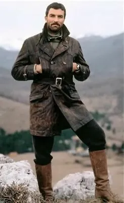 High Road To China Long Genuine Leather Tom Selleck WW1 Flying Coat • $129.99