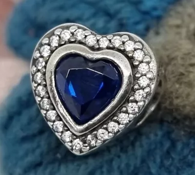 Genuine Pandora Blue Crystal Sparkling Love Charm  💕 S925 ALE • £36