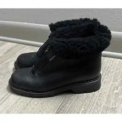 Blondo Canada Black Leather Zip Ankle Boots Shearling Lined Womens 9.5 Vintage • $40