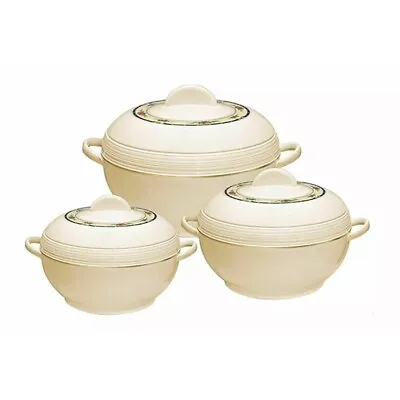 £21.99 • Buy Insulated Hot Pot Set Food Warmer Casserole Dish Serving Dish-3 Pc Set-Cream