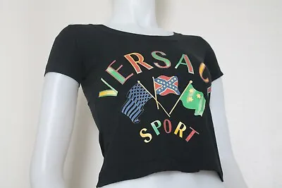 🏁 NWT Deadstock Vintage Versace Sport Logo Cropped Top | S | Italy | 1980s-'90s • $195