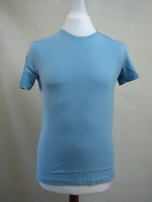 BNWT Mens WB & Co S Sky Blue Crew Neck Short Sleeve Tight Fit T-Shirt Tee Top • £5