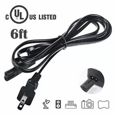 6ft UL 2-Prong AC Power Cord For Samsung 55  Curved 4K UN55NU8500FXZA Smart TV • $10.59