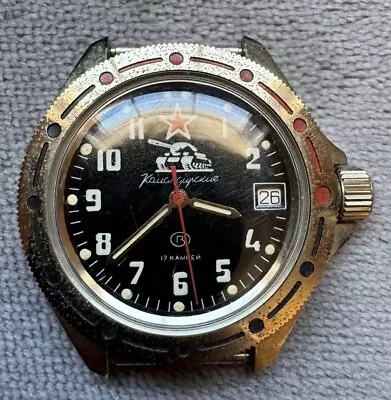 Vintage Russian Vostok Military Watch Green Face Tank On Dial • $50