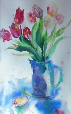 WATERCOLOR  AQUARELLE HAND PAINTED SKETCH FLOWERS TULIPS  Lifestyle By Artist • $30
