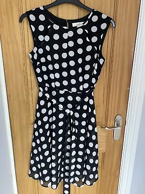 Wallis Chiffon Sleeveless Polka Dot Dress Size 10 • £6