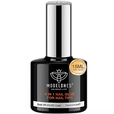 Modelones 4 In 1 Nail Glue Base Coat Nail Polish Set Brush On Gel Nail Glue 15Ml • $10.17