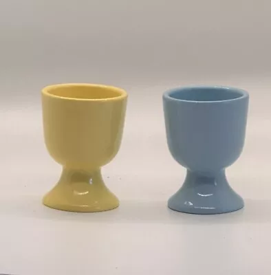 Egg Cup Lot Of 2 Pastel Yellow And Blue Vintage Porcelain Egg Cups • $9.99