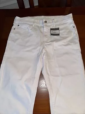 Eddie Bauer Womens Boyfriend Crop White Denim Jeans Stretch Size 4 NWT • $11.99