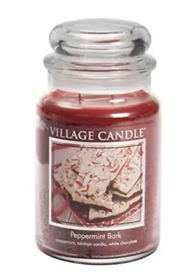 Village Candle Scented Peppermint Bark Christmas 2 Wick Fragrance New Rare • $15.99