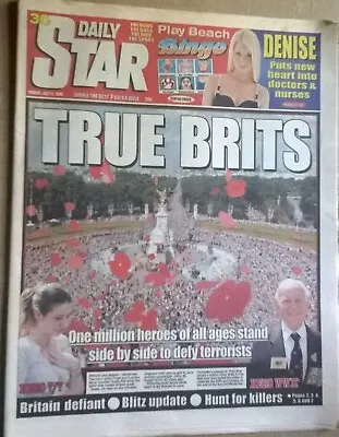 DAILY STAR 11 July 2005 - London Bombings Denise Van Outen • £3.99