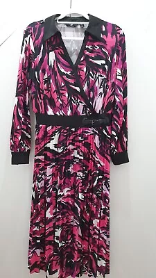 Julien Macdonald  JM Fashion Long Sleeve Pleated Skirt Midi Dress Size 12 QVC • £15