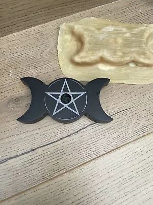 Rubber Latex Mould Triple Moon Spell Candle Holder Mold Witch Altar Cast DIY • £7