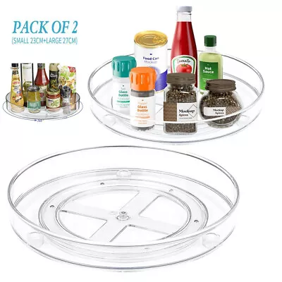 2x Lazy Susan Turntable Organizer For Cabinet Kitchen Fridge Makeup Storage Rack • £9.99