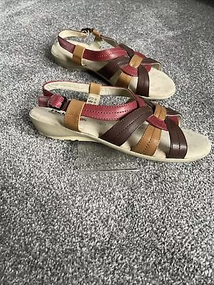 Padders Sandals Shoes Women’s Uk7/41 Pandora Leather Hardly Worn Red/brown • £9.99