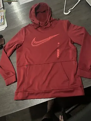 Nike Maroon Hoodie Sz M NICE Condition Athletic Fit Center Swoosh Warm Zipper • $13.95