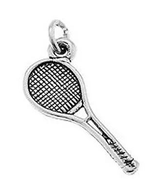 $9.99 • Buy Sterling Silver Medium Tennis Racket Charm / Pendant