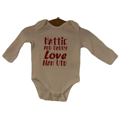Baby Bodysuit Personalised Name And Daddy Love Man Utd White Vest Xmas Gift • £7.99