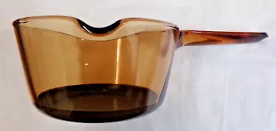 Corning Pyrex Vision Glass Ware Amber Cookware 1 L Pot No Lid USA Non Stick  • $19.99