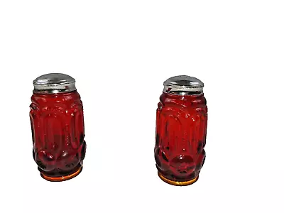 Vintage LE Smith Moon & Stars Amberina Salt & Pepper Shakers 2 D 4 Tall • $29.96