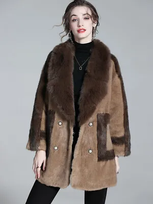 Women Winter 2023 Real Mink Fur Trench Coat New Luxury Thickened Warm Fur Jacket • $210.58