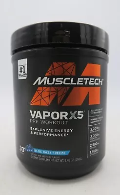 Muscletech Vapor X5 Pre-Workout Blue Razz Freeze 30 Servings 11/2025^ NEW BOTTLE • $18.99