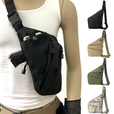 Men's Tactical Shoulder Chest Bag Anti-Theft Gun Holster Hunting Storage Pouch • $9.98