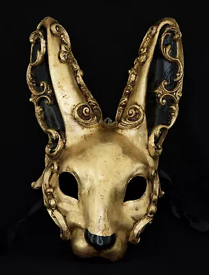 Mask From Venice Rabbit IN Paper Mache Golden - Craft Baroque Craft 172 • £171.07