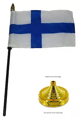 Finland Country 4 X6  Flag Desk Set Table Wood Stick Staff Gold Base • $6.74