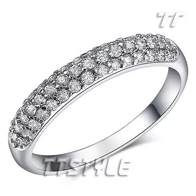 TT Sparkling Clear CZ Micro Pave Eternity Engagement Wedding Ring Size 5-8 RF79 • $11.58