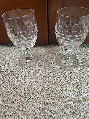 Vintage Val St. Lambert Set Of 2 Water Goblets Glasses Clear Blarney 5 7/8  Tall • $51.99