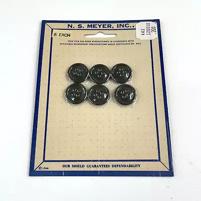 1966 NS Meyer Round 4 Hole Metal Buttons NIP (6 Buttons) Silver • $12.99