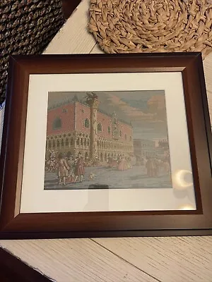 Vintage Framed Italian Tapestry Of San Marco Square Venice • $24