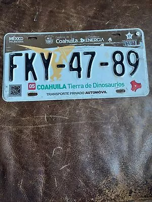 2016 Mexico 🇲🇽 License Plate. Coahuila Tag Rear Mexican FKY 47 89 Dinosaur 🦕 • $23.75