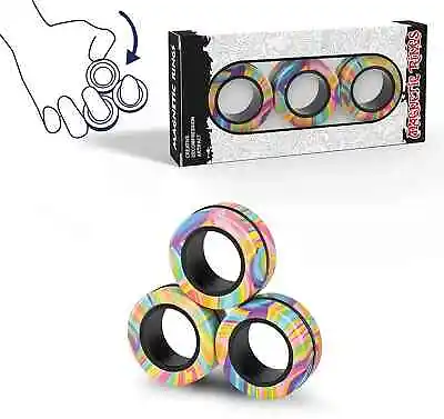 3pcs Finger Magnetic Rings Colorful Fidget Toy Set Adult Magnets Spinner Rings • $7.90