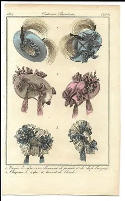 Journal Des Dames Et Des Modes  Regency Fashion Plate  Parisien  1829 Hats  2715 • £8.99