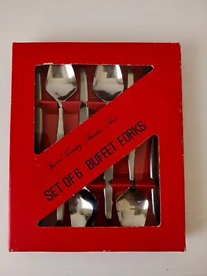 Vintage Retro Buffet Forks Splayds - Stainless Steel - Set Of 6 In Original Box • $25