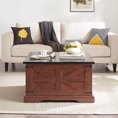 Square Coffee Table Center Cocktail Table W/ Hidden Compartments For Living Room • $180.99