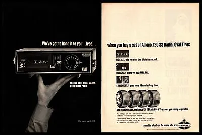 1970 AMOCO 120 SS Radial Oval Tires Clock FM Radio Offer Vintage 2-Page Print Ad • $9.95