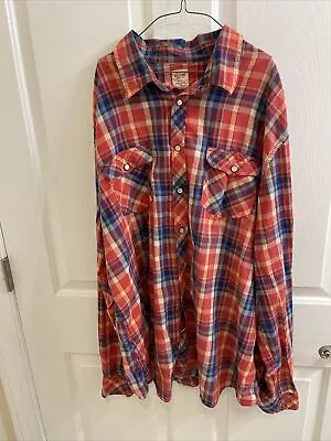 Mossimo Supply Co Mens Button Down Shirt Plaid Long Sleeve XXL Red Blue • $13.50