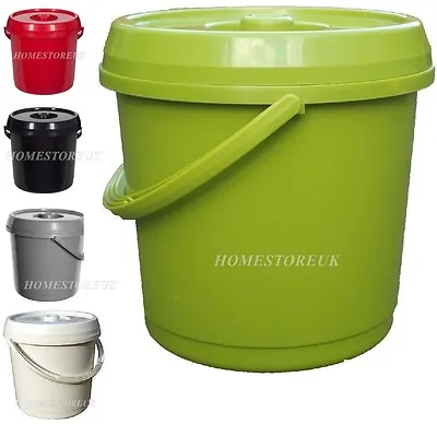 £8.85 • Buy Plastic Bucket With Lid Handle For Food Storage, Baby Nappy Bin 14L / Nappy Bags