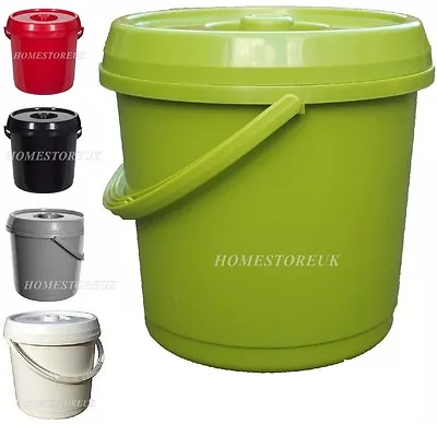 Plastic Bucket With Lid Handle For Food Storage Baby Nappy Bin 14L / Nappy Bags • £8.85