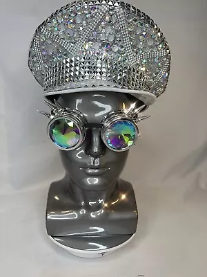 Steampunk Hat Glasses Crazy Wild Kaleidoscope Crystal Bling Adjustable Cosplay • $29