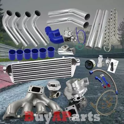 Turbo/Turbocharger + Cast Manifold Chrome Blue Kit For B16 B18 B20 INTEGRA CIVIC • $764.73