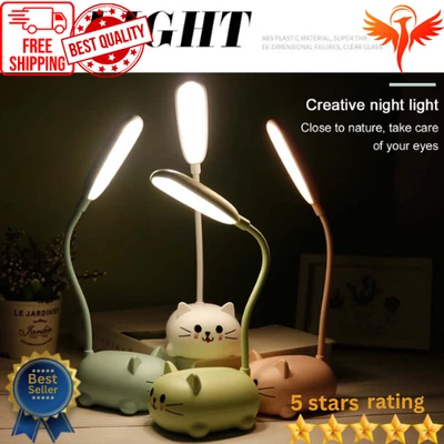 $12.99 • Buy Mini Cat USB Lamp LED Cute Animal Night Light Rechargeable Table Lamp For Kids