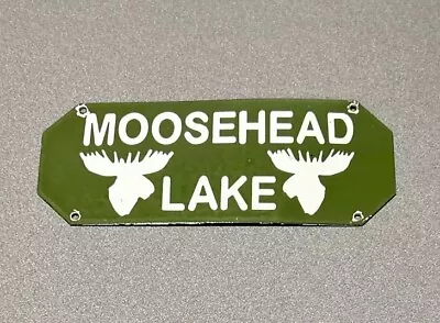 Vintage 12” Moosehead Lake Moose Fish Hunt Porcelain Sign Car Gas Auto Oil • $109.99