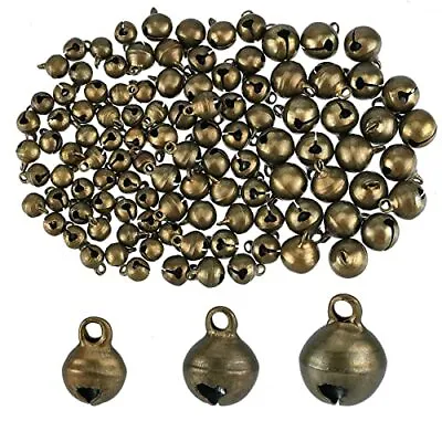 240Pcs 3 Sizes Mini Jingle Bell Vintage Bronze Small Elliptical Antique Brass... • $24.25