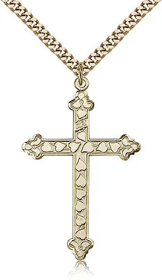 Gold Filled Cross Necklace For Men On 24 Chain - 30 Day Money Back Guarantee • $130.75