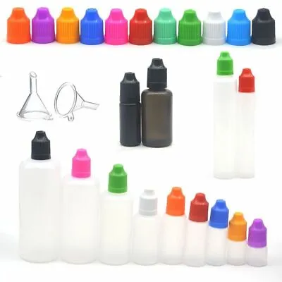 10pcs Empty Plastic Liquid Dropper Bottle 3ML - 120ML + Funnel DIY Craft Tools • $8.95