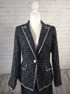 Women's NICOLE MILLER For MARY KAY Black & White Tweed Style Suit Jacket - 10P • $19.99